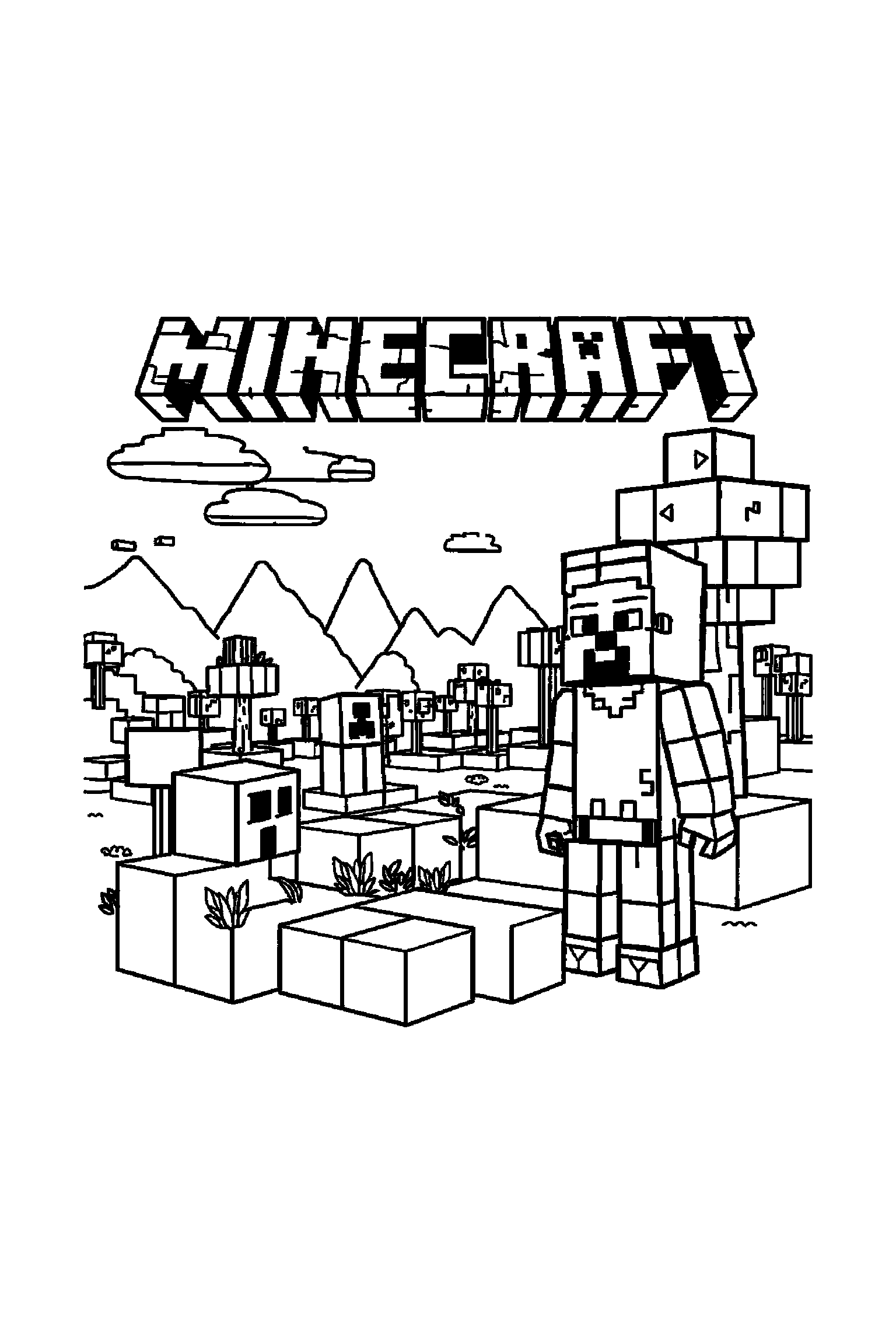 Coloriage Minecraft gratuit à imprimer - Steve avec un petit sourire timide Coloriage Minecraft gratuit à imprimer : Steve avec un petit sourire timide