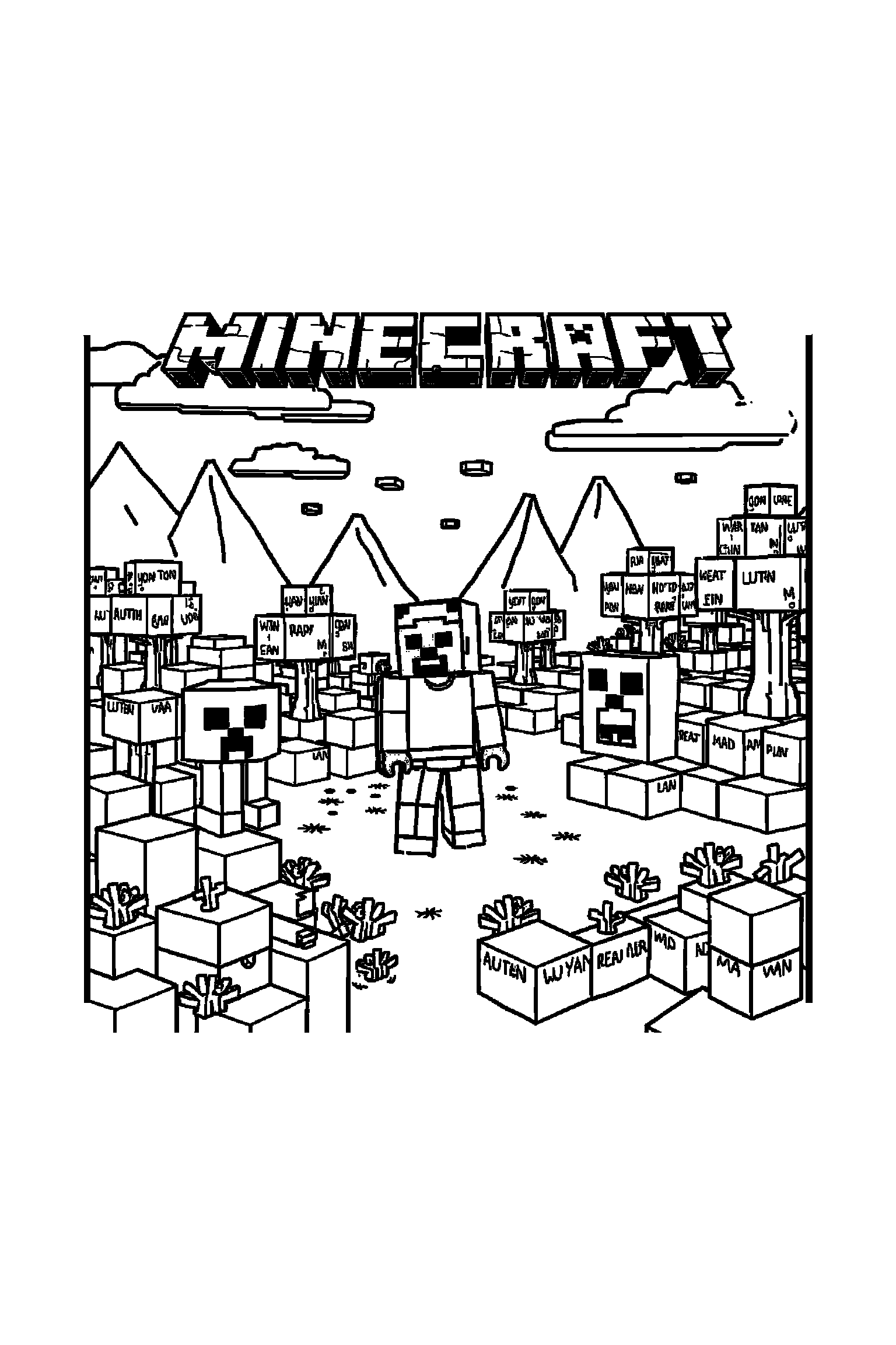 Coloriage Minecraft gratuit à imprimer - un Creeper avec un cadeau fermé Coloriage Minecraft gratuit à imprimer : un Creeper avec un cadeau fermé