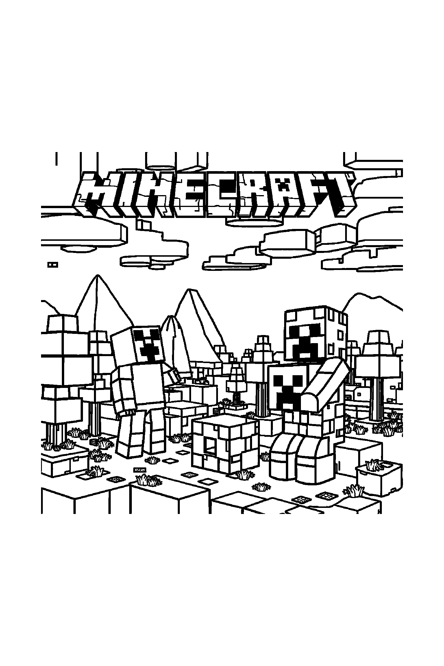 Coloriage Minecraft gratuit à imprimer - un aventurier en blocs qui dort paisiblement Coloriage Minecraft gratuit à imprimer : un aventurier en blocs qui dort paisiblement