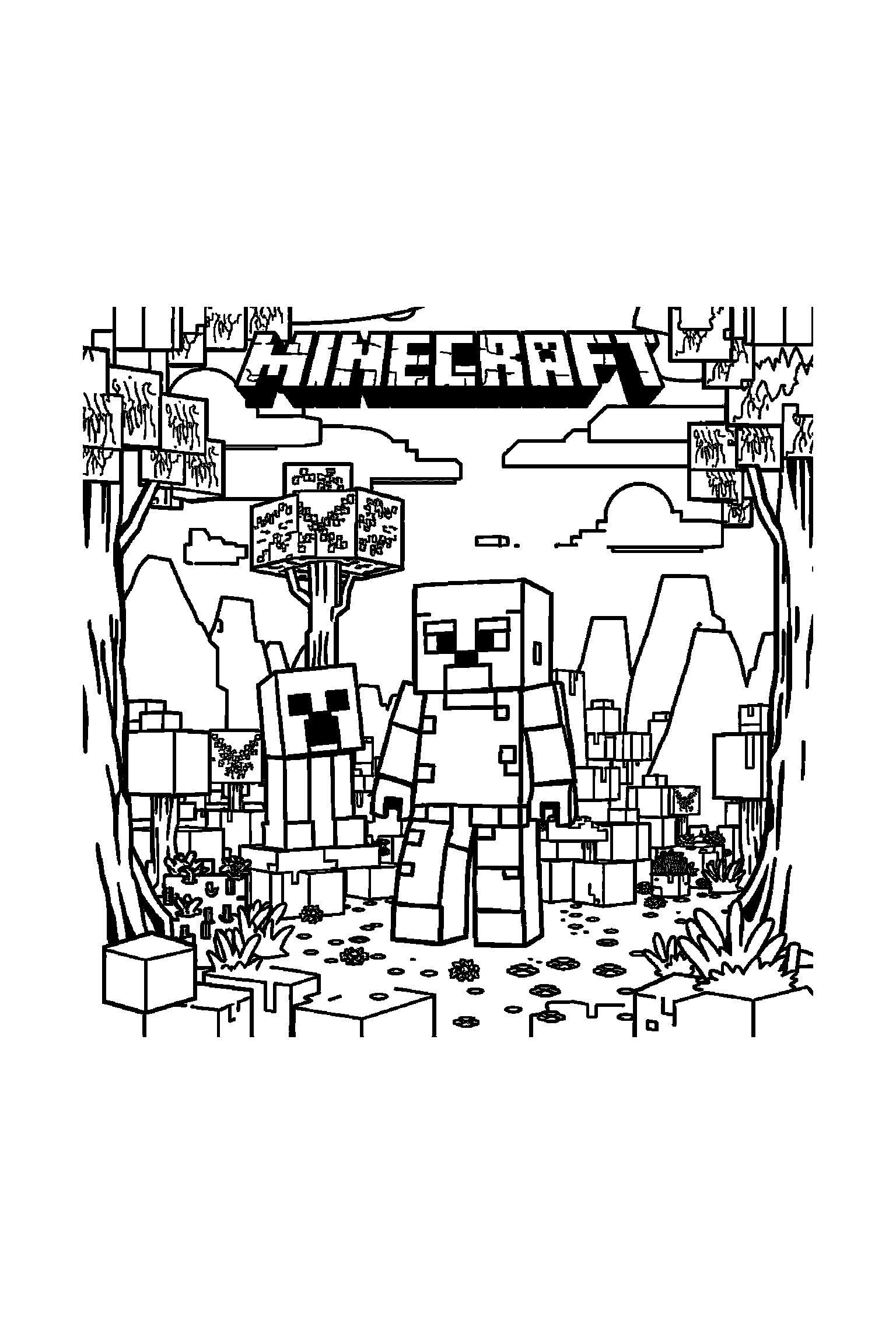 Coloriage Minecraft gratuit à imprimer - Steve debout avec une posture simple et lisible Coloriage Minecraft gratuit à imprimer : Steve debout avec une posture simple et lisible