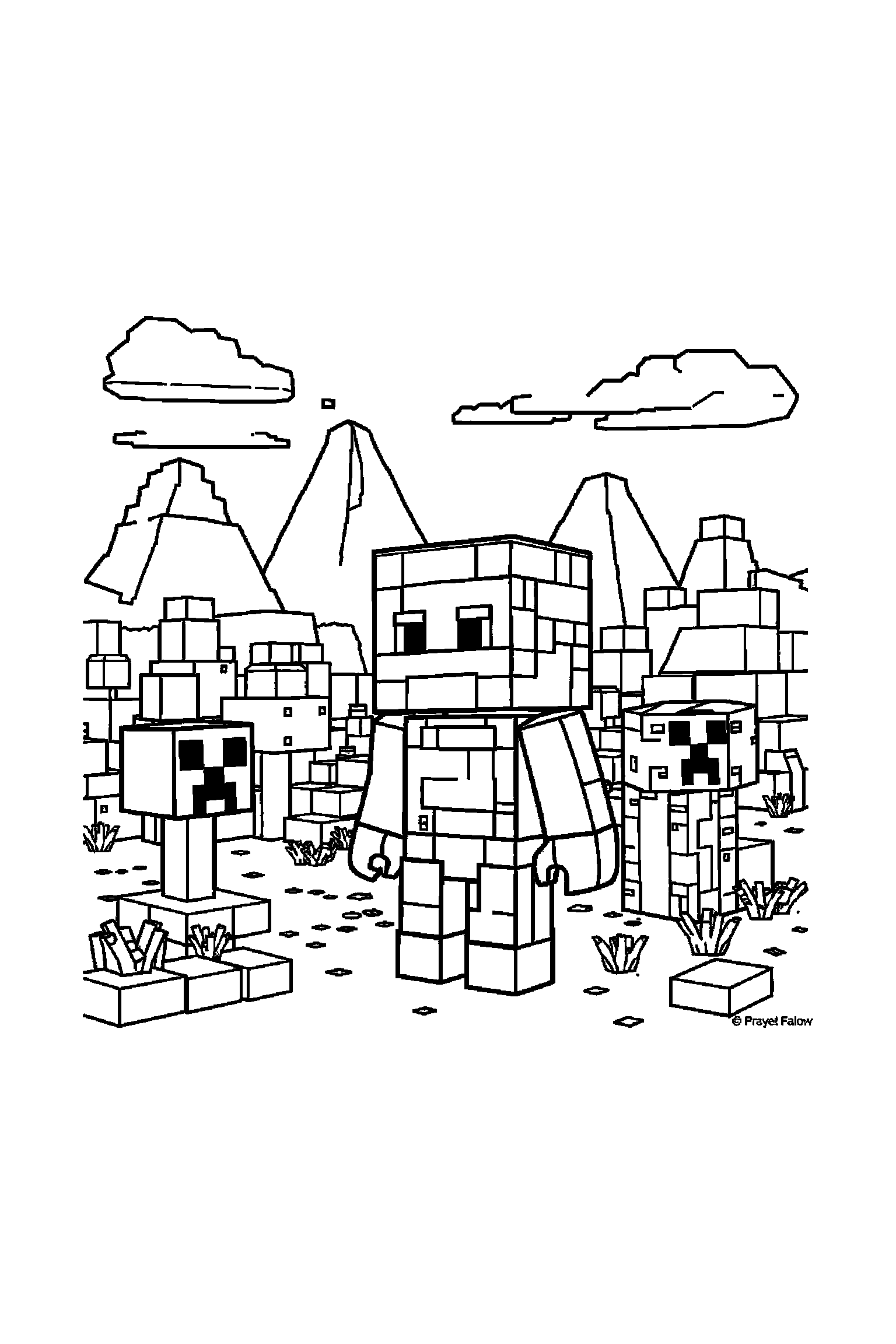 Coloriage Minecraft gratuit à imprimer - Alex qui montre un bloc avec un bras bien attaché au corps Coloriage Minecraft gratuit à imprimer : Alex qui montre un bloc avec un bras bien attaché au corps
