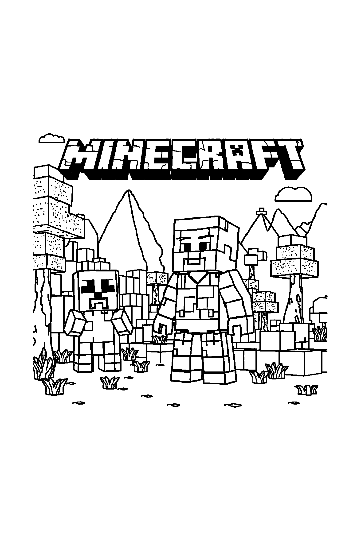 Coloriage Minecraft gratuit à imprimer - un cochon cubique avec deux mains visibles et simples Coloriage Minecraft gratuit à imprimer : un cochon cubique avec deux mains visibles et simples