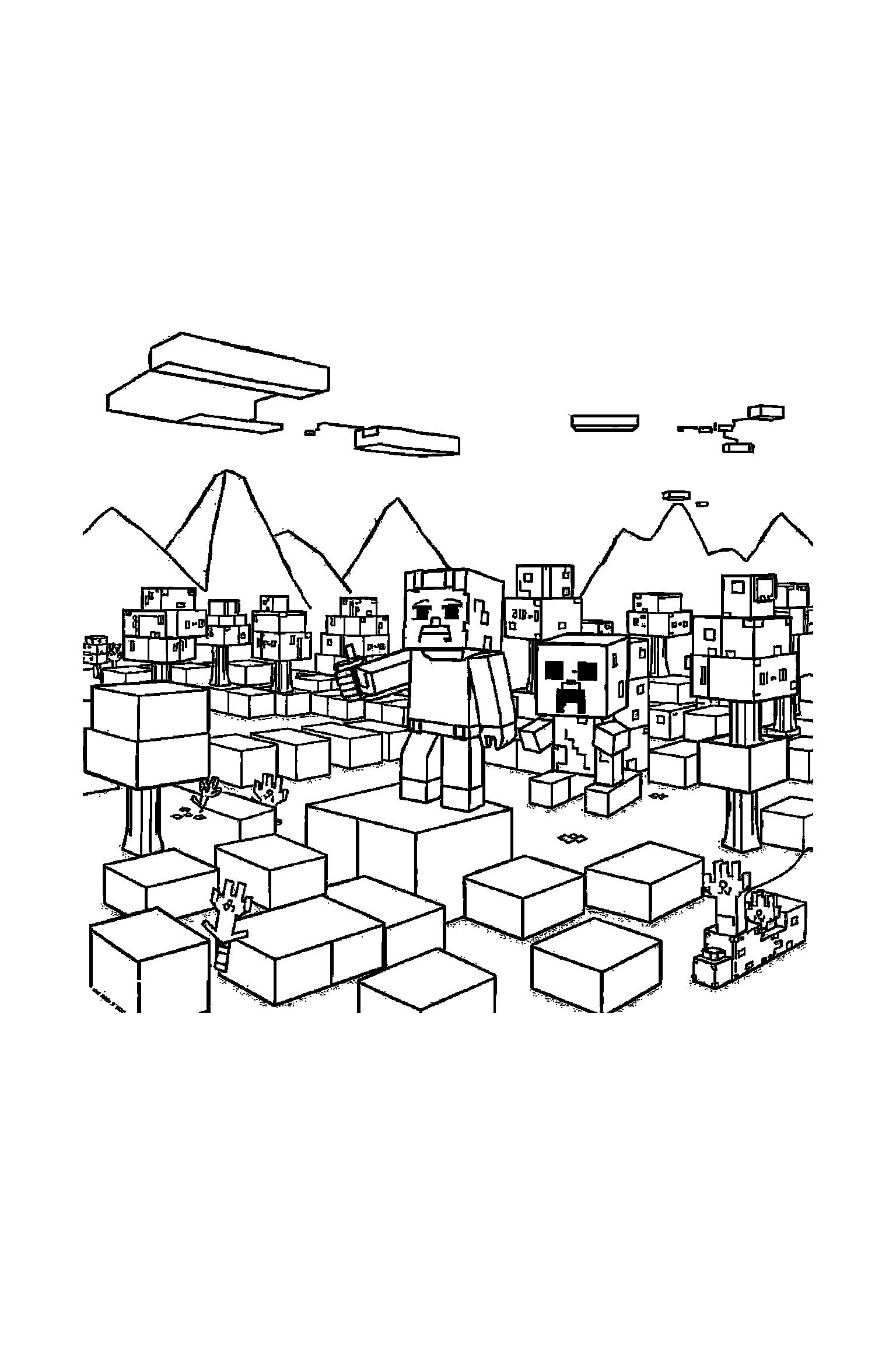 Coloriage Minecraft gratuit à imprimer - Steve dans une pose héroïque facile Coloriage Minecraft gratuit à imprimer : Steve dans une pose héroïque facile