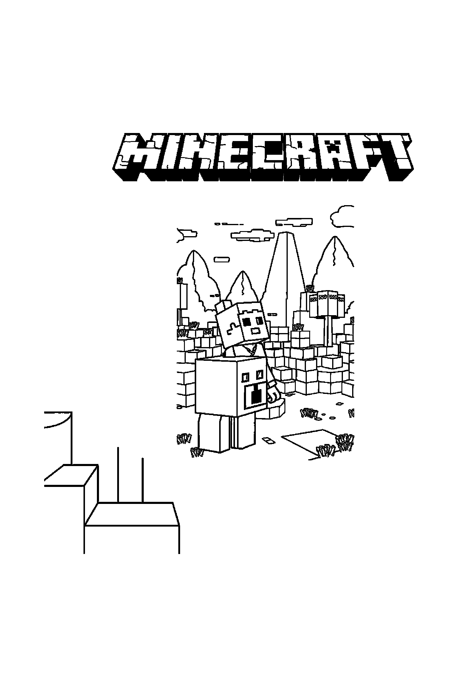 Coloriage Minecraft gratuit à imprimer - Alex tenant un bloc devant lui Coloriage Minecraft gratuit à imprimer : Alex tenant un bloc devant lui