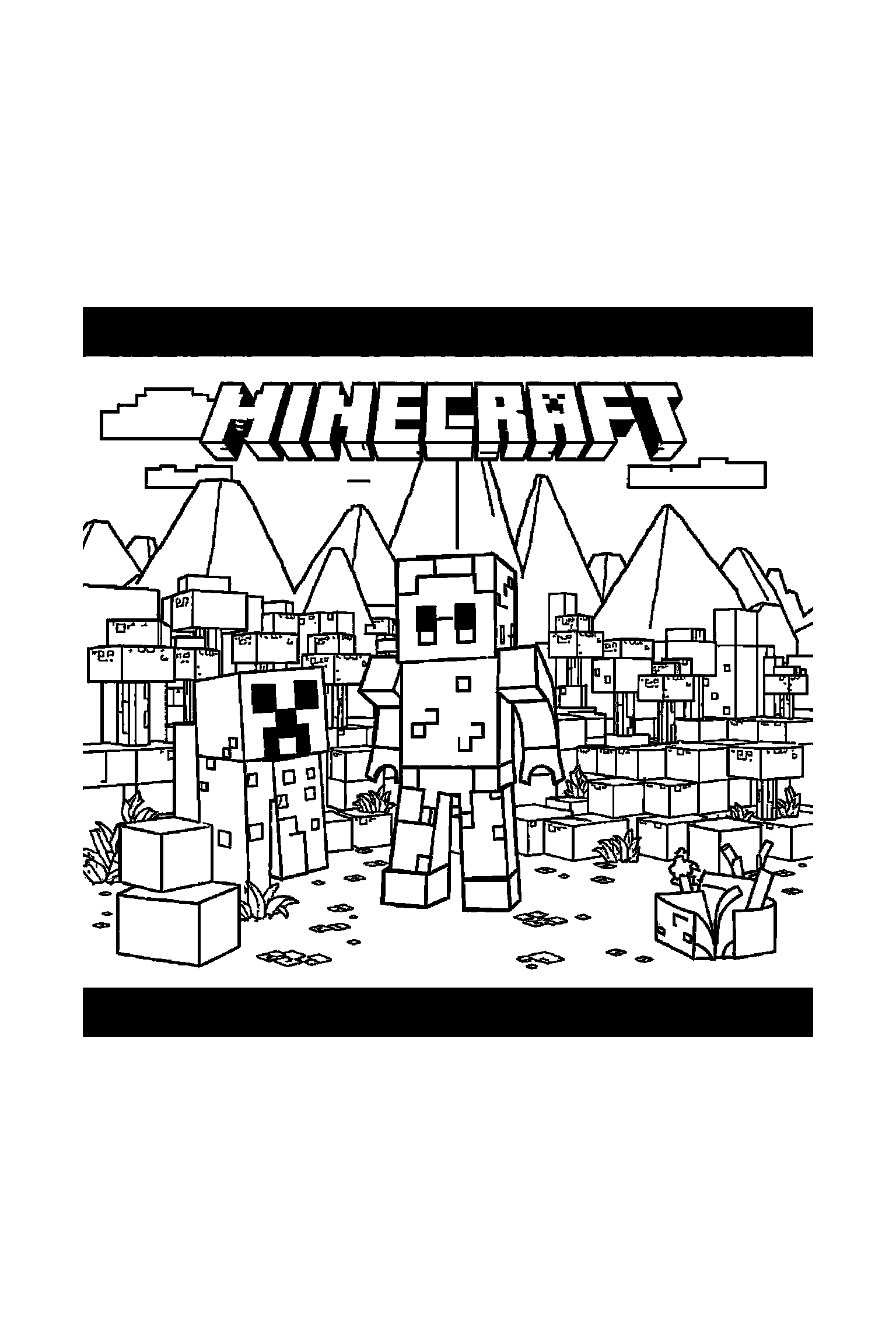 Coloriage Minecraft gratuit à imprimer - un cochon cubique avec un décor très simple Coloriage Minecraft gratuit à imprimer : un cochon cubique avec un décor très simple