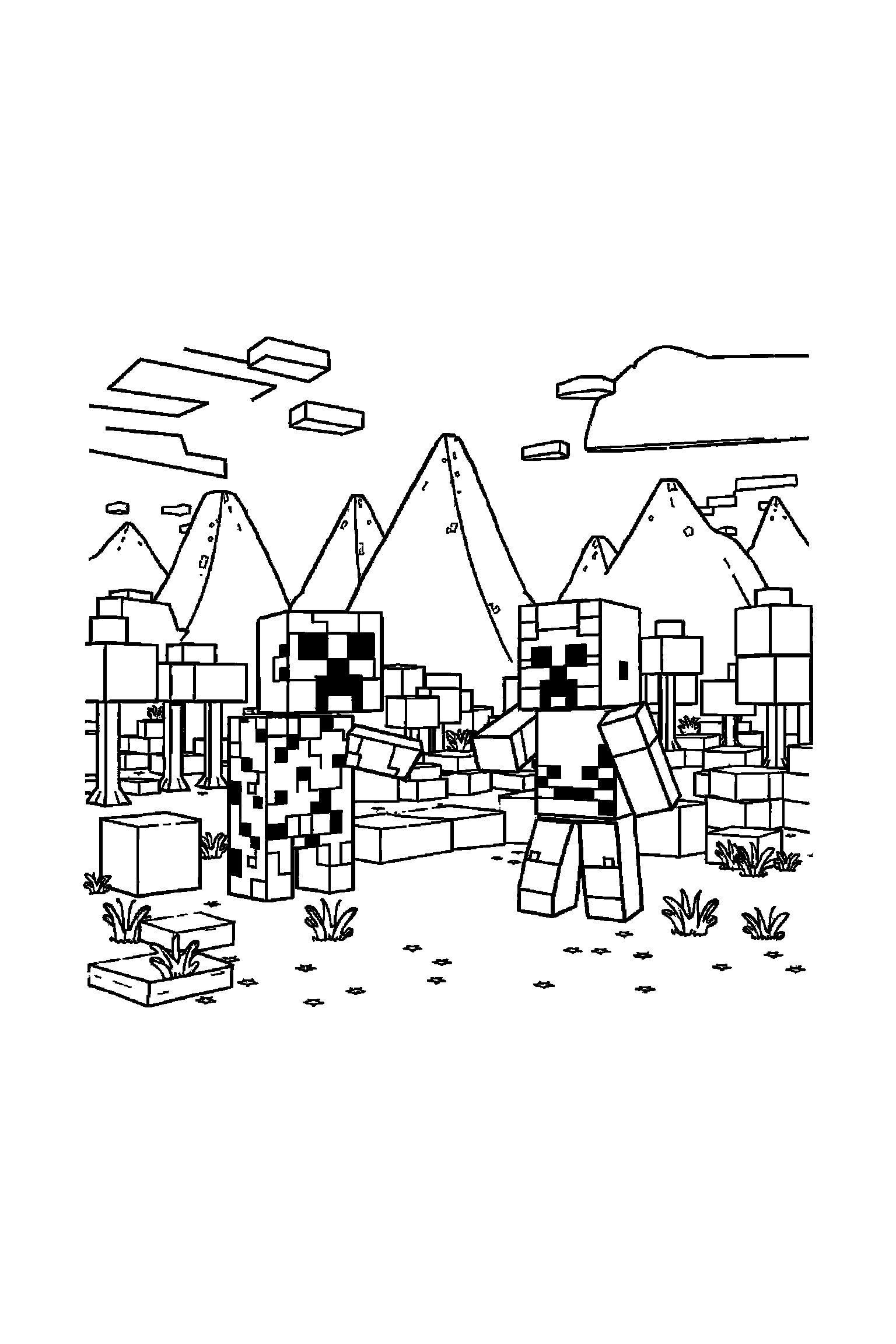 Coloriage Minecraft gratuit à imprimer - un aventurier en blocs prêt pour une aventure Coloriage Minecraft gratuit à imprimer : un aventurier en blocs prêt pour une aventure