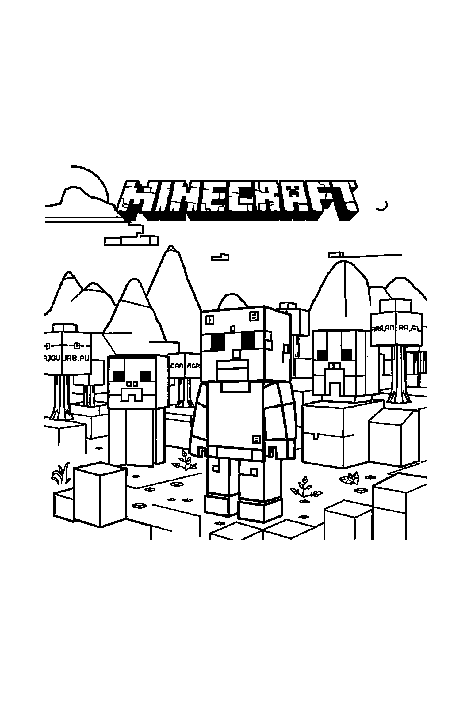 Coloriage Minecraft gratuit à imprimer - un aventurier en blocs dans une pose de profil simple Coloriage Minecraft gratuit à imprimer : un aventurier en blocs dans une pose de profil simple