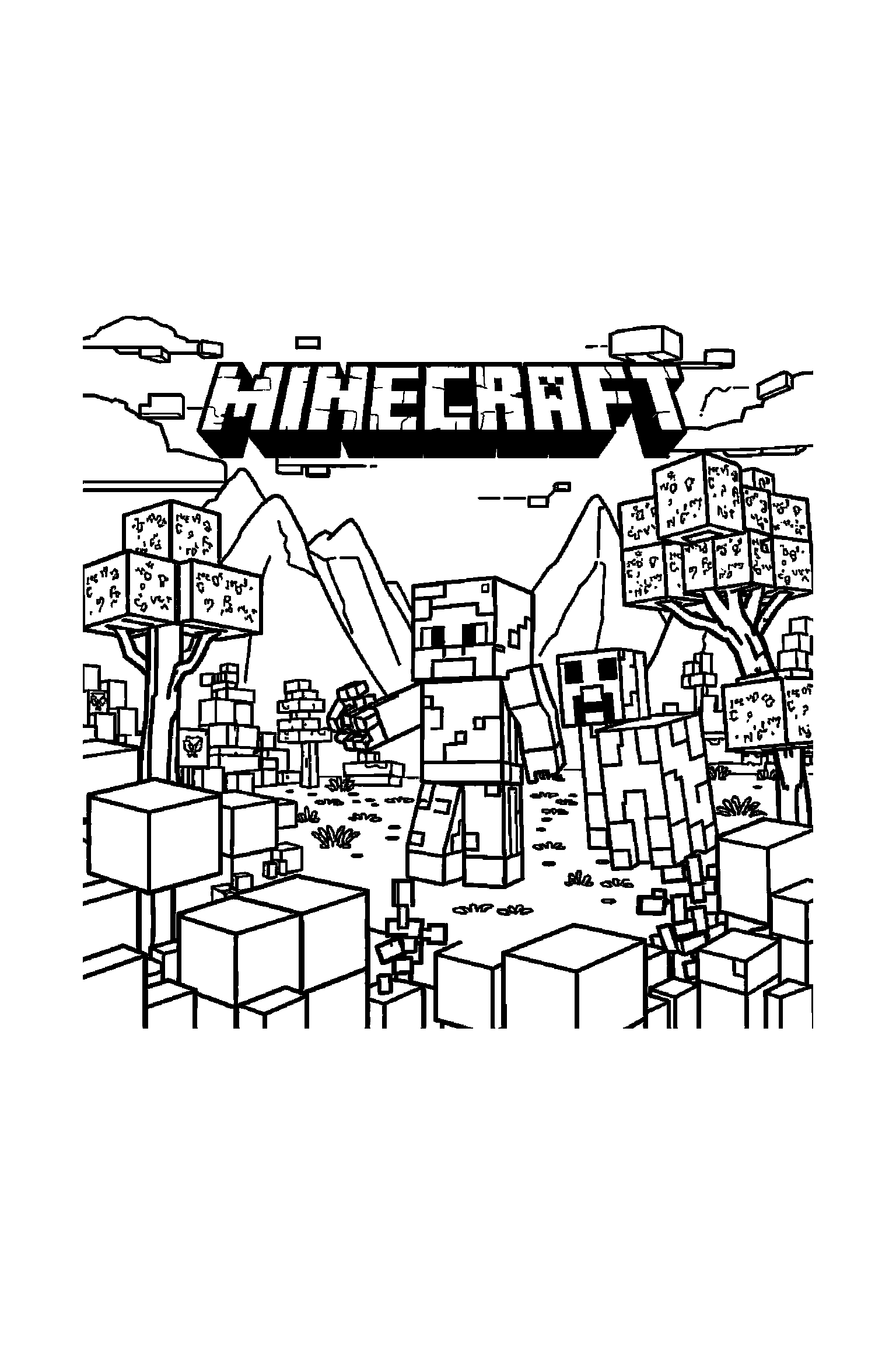 Coloriage Minecraft gratuit à imprimer - Steve avec un accessoire facile à colorier Coloriage Minecraft gratuit à imprimer : Steve avec un accessoire facile à colorier
