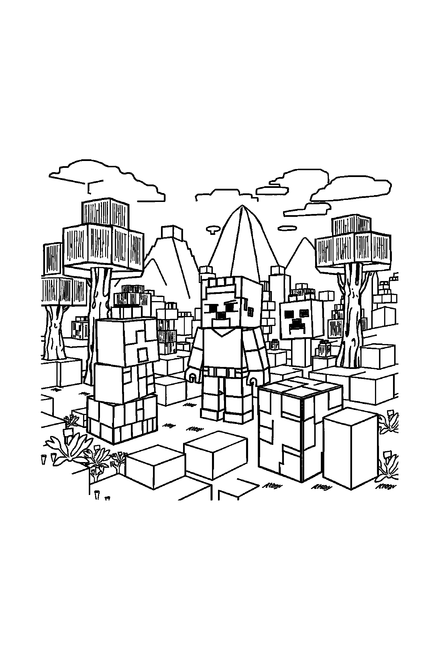 Coloriage Minecraft gratuit à imprimer - Alex qui prépare une activité Coloriage Minecraft gratuit à imprimer : Alex qui prépare une activité