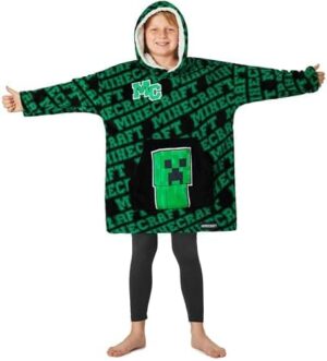 Poncho à capuche oversize Minecraft Creeper en polaire pour garçon et ado