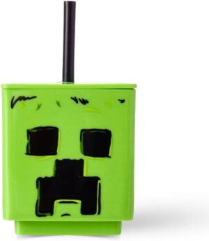 Minecraft, tasse à soda carrée 450 ml avec paille amovible