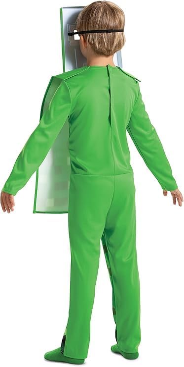 Costume enfant Creeper Minecraft avec coiffe, taille unique – Image 3