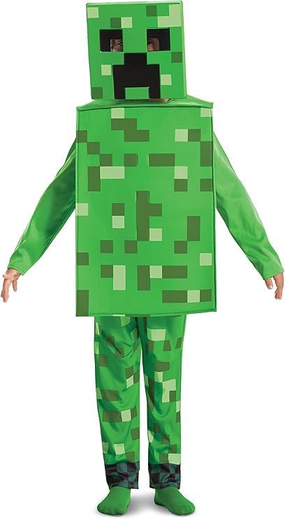 Costume enfant Creeper Minecraft avec coiffe, taille unique – Image 2