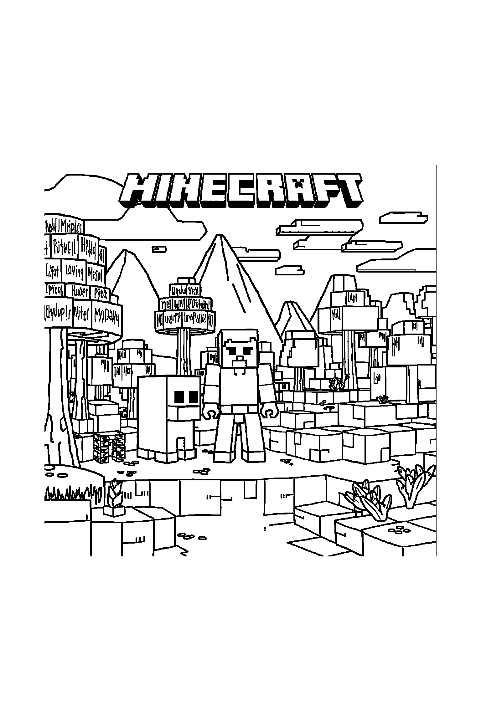 Coloriage Minecraft gratuit à imprimer - un cochon cubique dans un cadre décoratif léger Coloriage Minecraft gratuit à imprimer : un cochon cubique dans un cadre décoratif léger