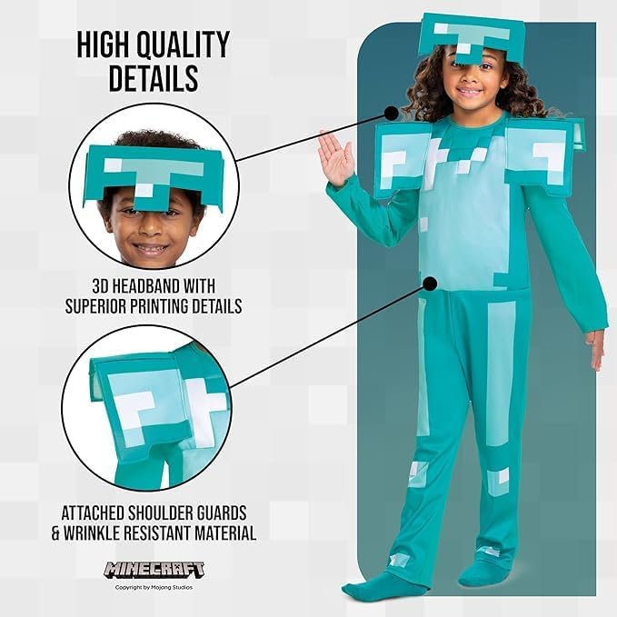 Costume Minecraft enfant armure de diamant pour Halloween – Image 5