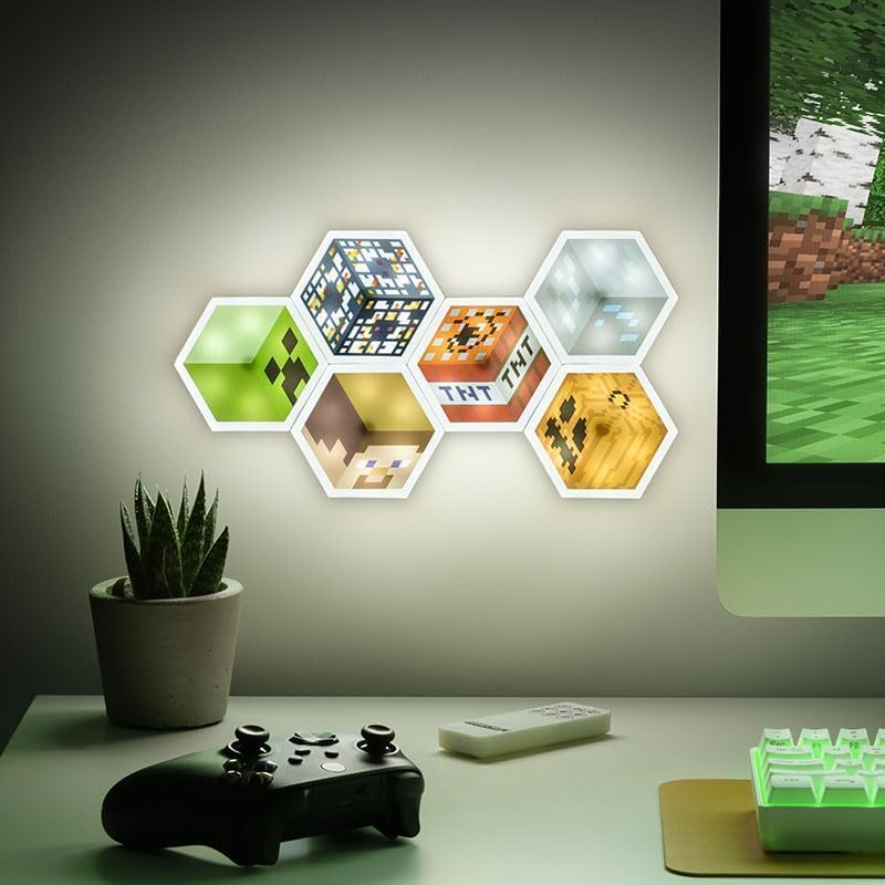 Lampe murale Minecraft hexagonale avec télécommande, 6 LED – Image 2