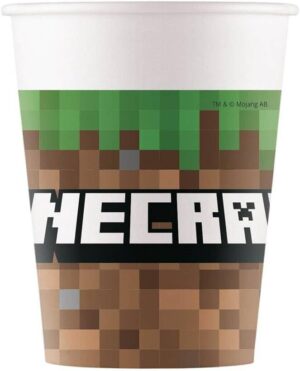 Gobelets Minecraft en carton, lot de 8, 200 ml