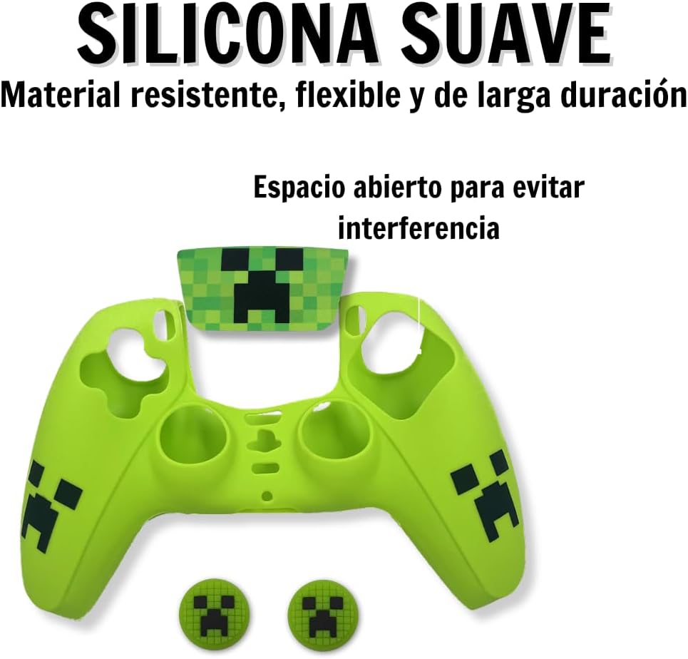 Coque silicone Minecraft pour manette PS 5 avec 2 grips – Image 8