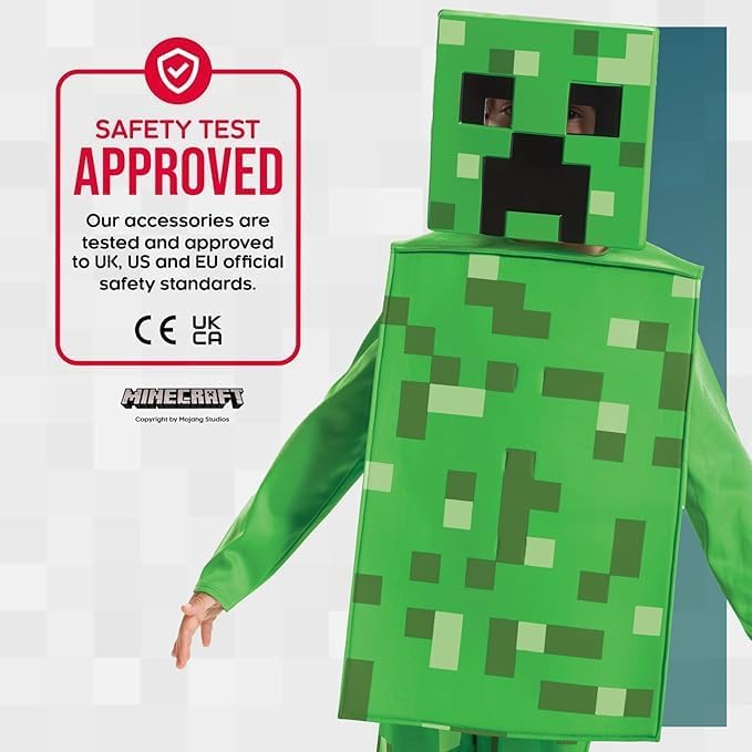 Costume enfant Creeper Minecraft avec coiffe, taille unique – Image 6