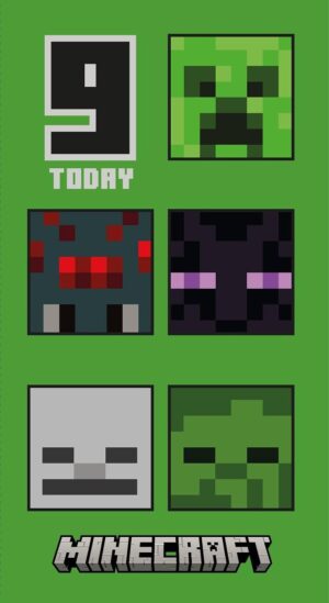 Carte d’anniversaire Minecraft recyclable pour 9 ans