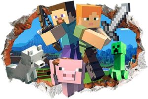 Stickers muraux Minecraft Creeper 3D en PVC vert