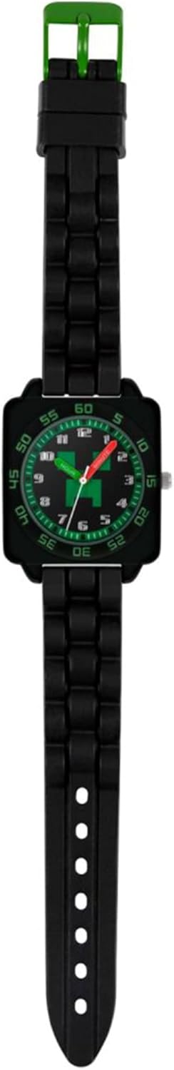 Montre à quartz numérique Minecraft pour garçon, bracelet en silicone noir 9011