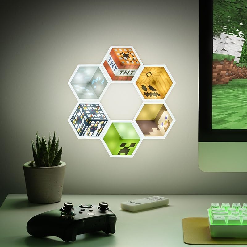Lampe murale Minecraft hexagonale avec télécommande, 6 LED – Image 4