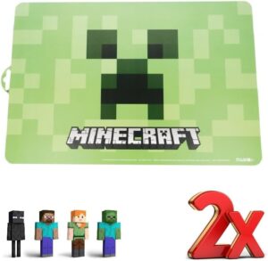 Set de table Minecraft en plastique 40 x 30 cm avec crochet, lot de 2