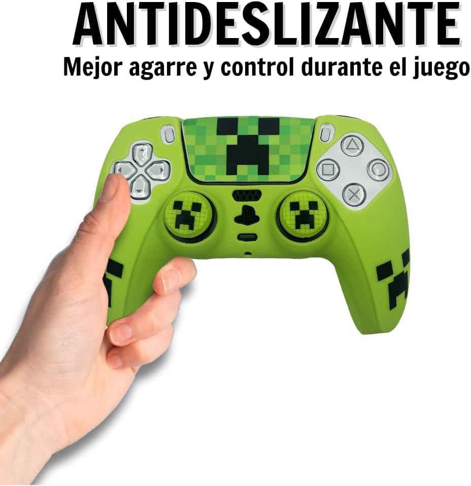 Coque silicone Minecraft pour manette PS 5 avec 2 grips – Image 7