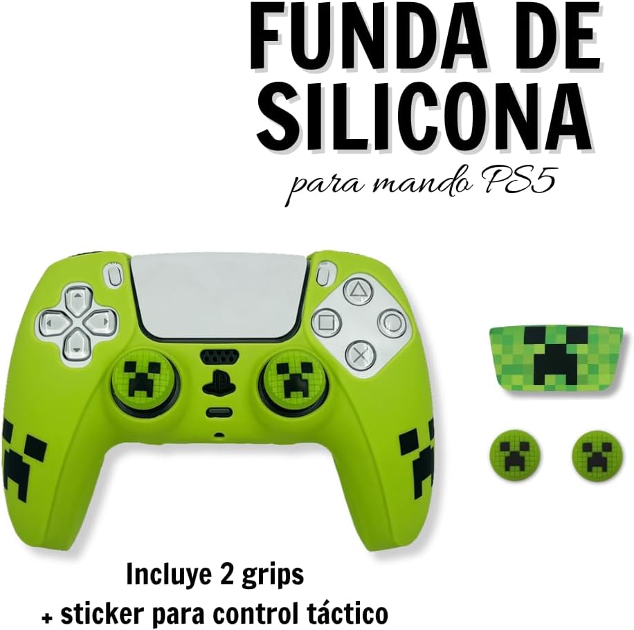 Coque silicone Minecraft pour manette PS 5 avec 2 grips – Image 3