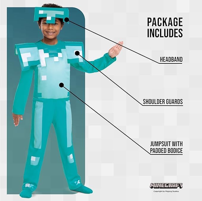 Costume Minecraft enfant armure de diamant pour Halloween – Image 6