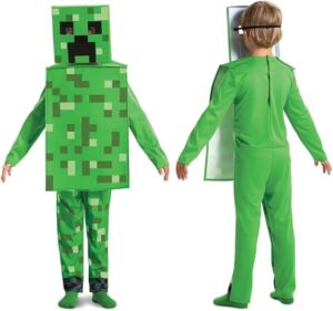 Costume enfant Creeper Minecraft avec coiffe, taille unique
