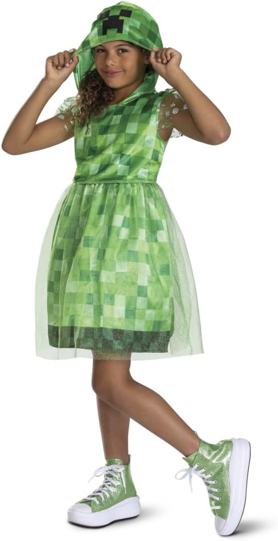 Déguisement Creeper Minecraft enfant, robe verte à capuche Taille M 7 à 8 ans – Image 2
