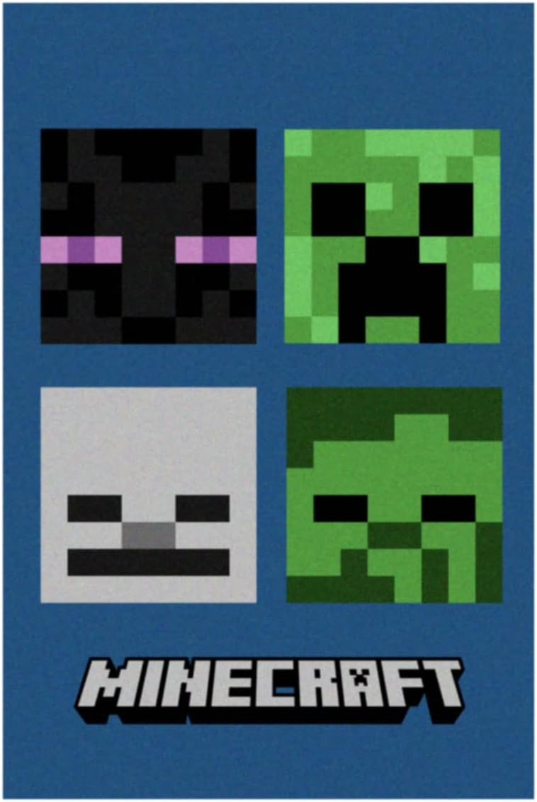Plaid Minecraft motif Mob Monsters en polaire douce 100 x 150 cm
