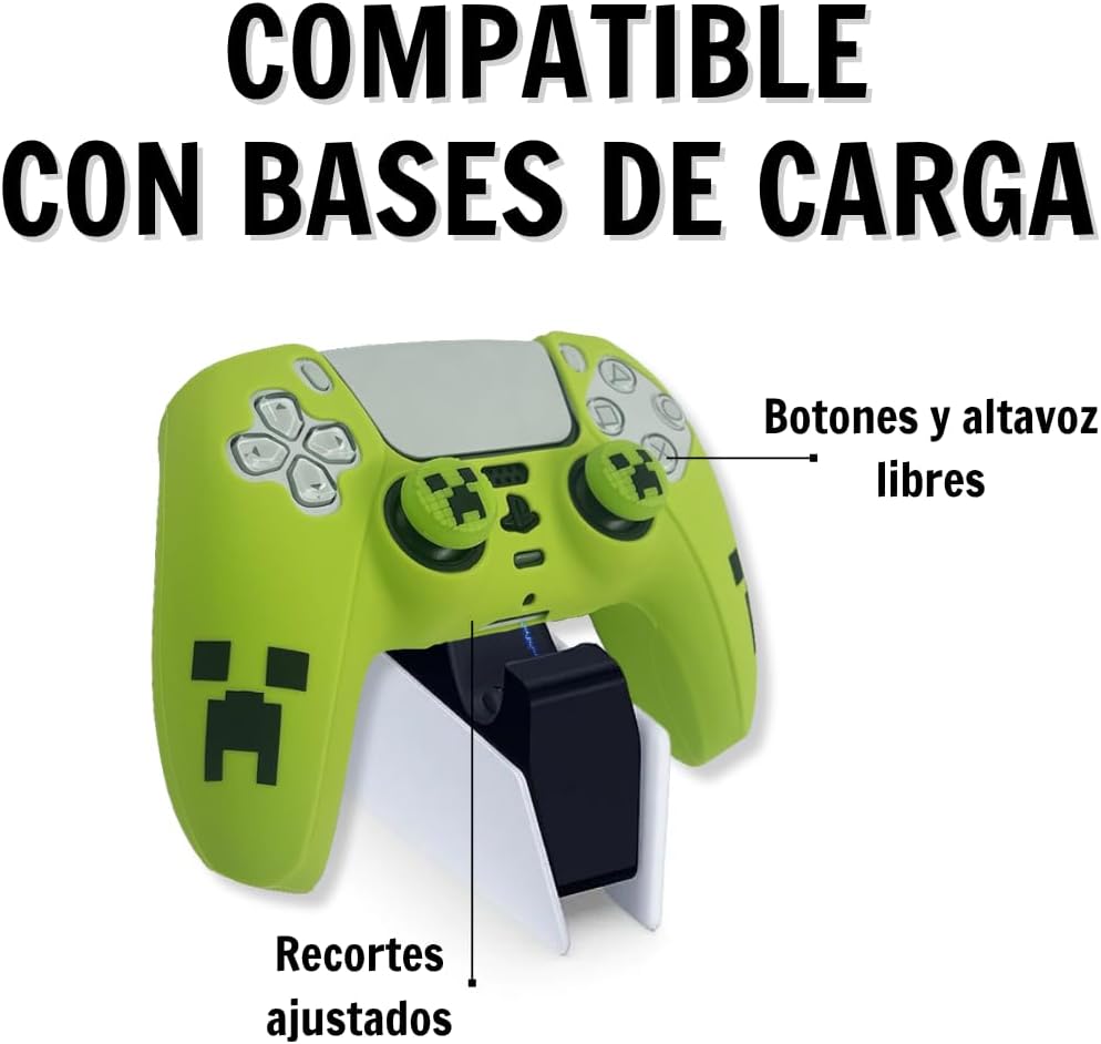Coque silicone Minecraft pour manette PS 5 avec 2 grips – Image 5