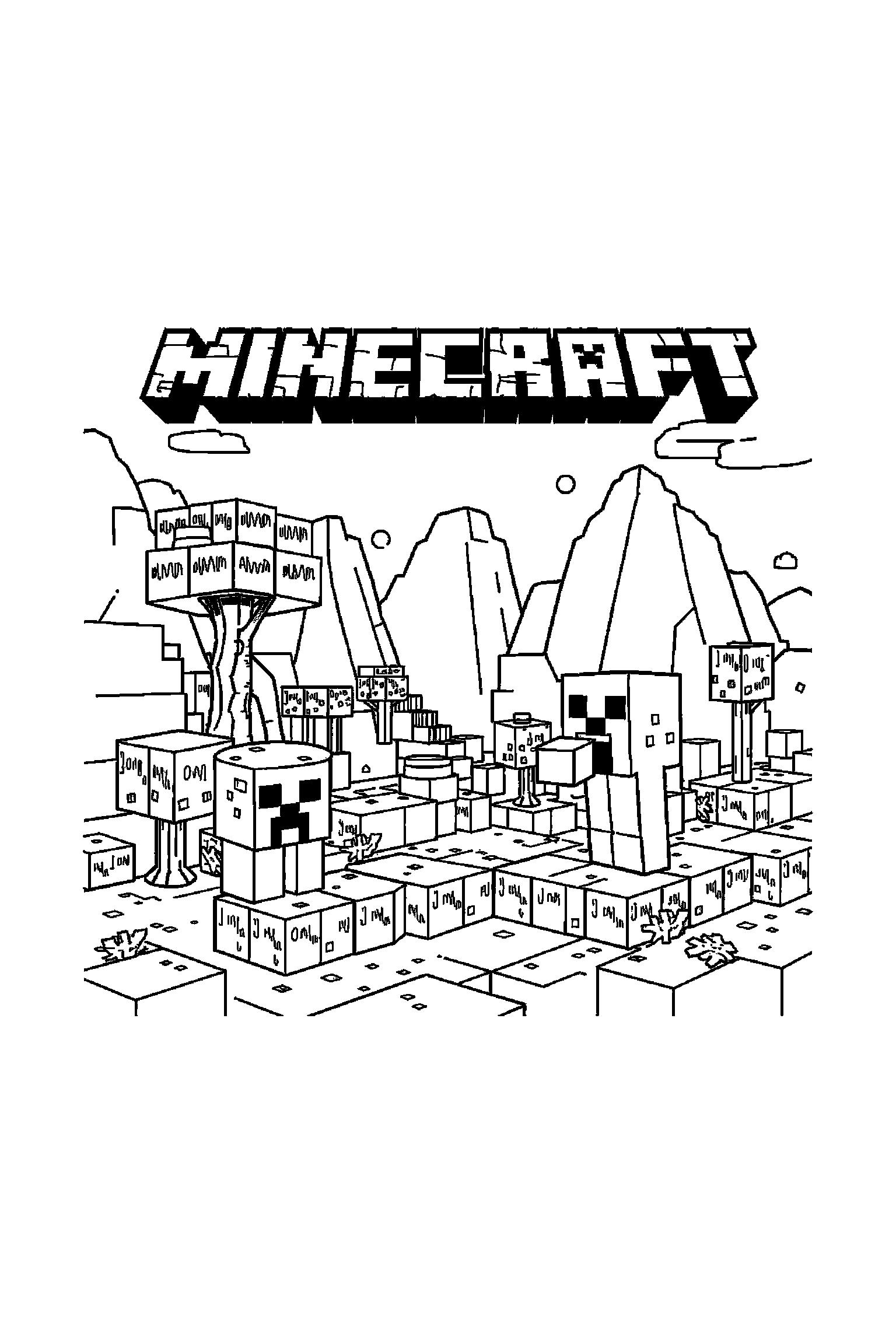 Coloriage Minecraft gratuit à imprimer - portrait détaillé de Alex avec motifs pixels Coloriage Minecraft gratuit à imprimer : portrait détaillé de Alex avec motifs pixels