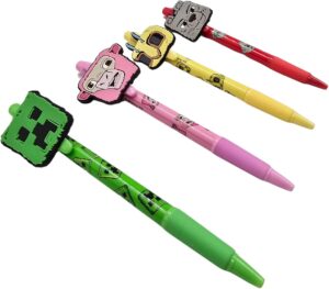 Lot de 4 stylos à bille Minecraft Movie, encre bleue