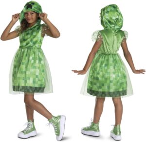 Déguisement Creeper Minecraft enfant, robe verte à capuche Taille M 7 à 8 ans
