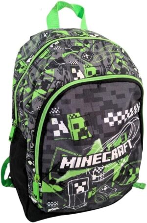 Sac à dos garçon Minecraft 2 compartiments 38x28x16 cm