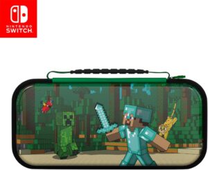 Étui de transport Nintendo Switch Minecraft Forest Battle Transparent Vert