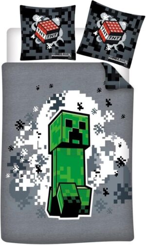 Parure de lit Minecraft Green en polycoton pour 1 personne