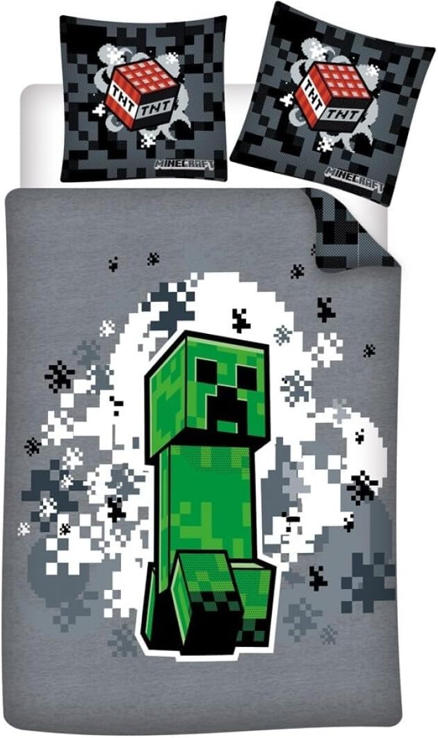 Parure de lit Minecraft Green en polycoton pour 1 personne