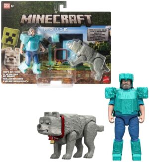 Pack figurines Minecraft Movie Steve, armure du Diable et Dennis