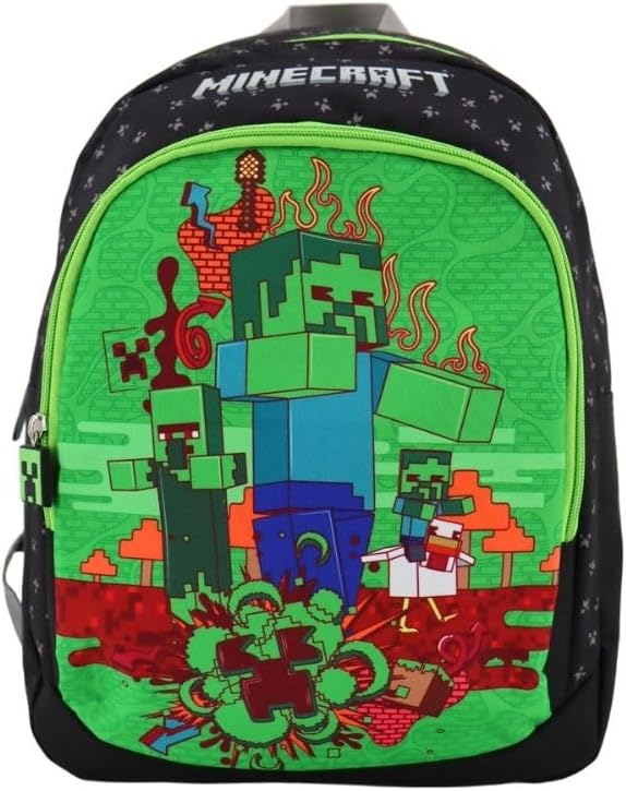 Sac à dos Minecraft noir 38 cm pour garçon, école et garderie