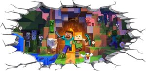 Sticker mural 3D Minecraft Creeper pour chambre d'enfant