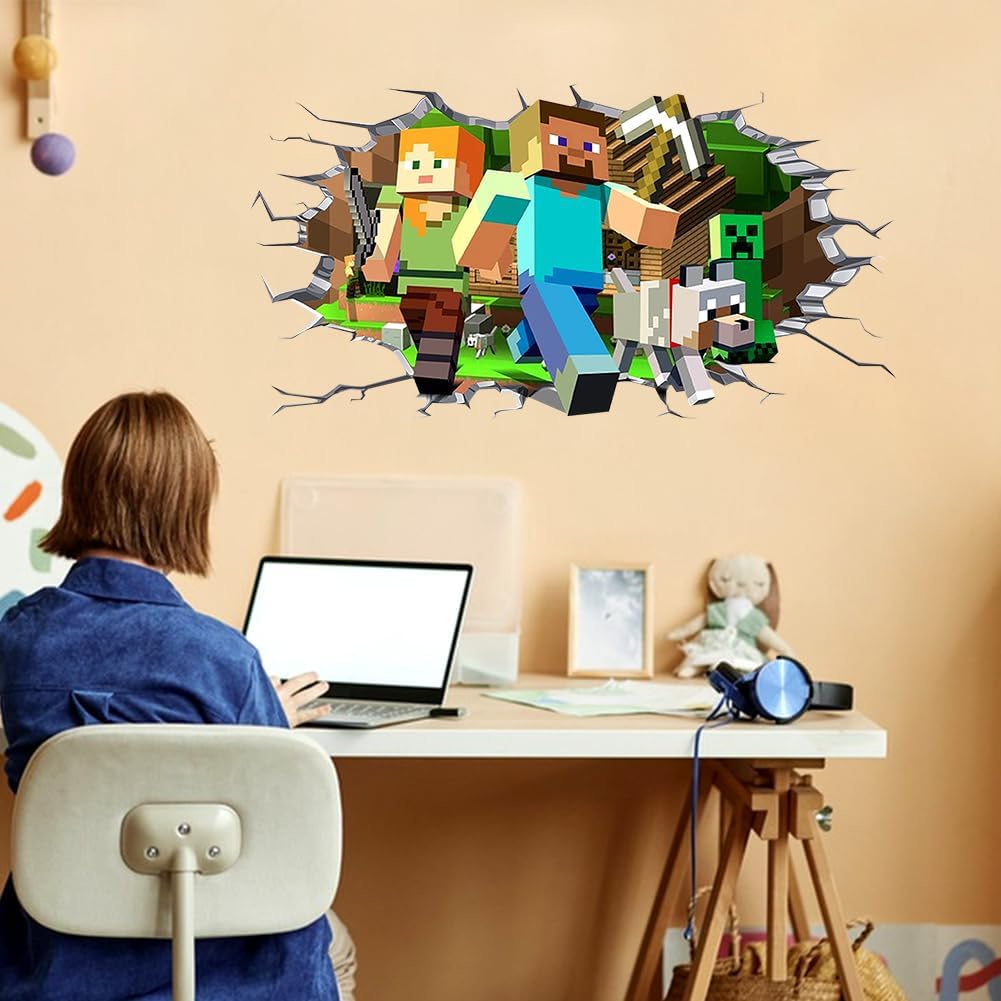 Sticker mural Minecraft Creeper 3D amovible en PVC autocollant – Image 7