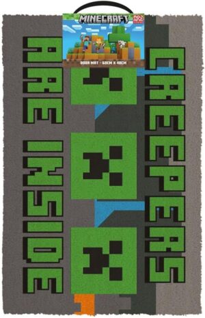Paillasson Minecraft Creepers Are Inside en fibre de coco 40 x 60 cm