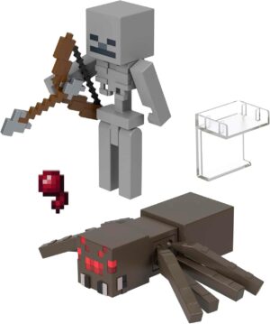 Coffret Minecraft Squelette et monture araignée, 2 figurines articulées 8 cm