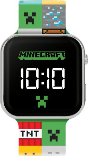 Montre numérique Minecraft 4272 LED multicolore avec bracelet en silicone pour enfant