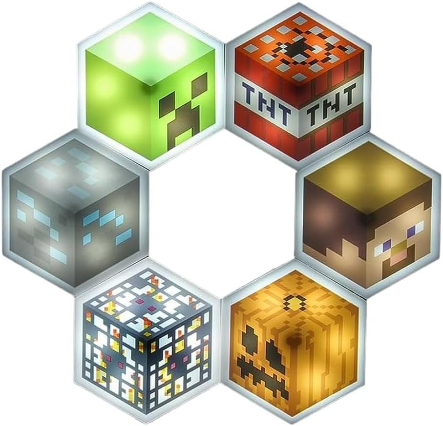 Lampe murale Minecraft hexagonale avec télécommande, 6 LED